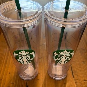 Brand new. Never used. Starbucks 24OZ clear cups. 2 cups sold together.